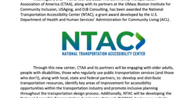 CTAA Awarded the National Transportation Accessibility Center (NTAC)
